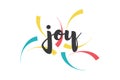 Playful, colorful graphic design of a word `Joy` with circular geometric shapes