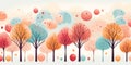 Playful and Colorful Trees, Ideal Kids\' Room Wallpaper, Flat Design Royalty Free Stock Photo