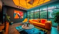 Playful Contemporary: A modern interior design with bold accents