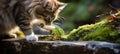 Playful and curious kitten joyfully explores the breathtaking beauty and wonders of nature