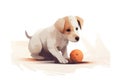 A playful and curious puppy playing with a chew toy. Generative AI