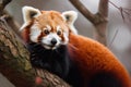 A playful and curious Red Panda climbing a tree - This Red Panda is climbing a tree, showing off its playful and curious nature. Royalty Free Stock Photo