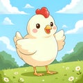 Playful Cute Chicken in Sunny Farmyard Royalty Free Stock Photo