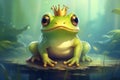 Playful Cute frog prince. Generate Ai