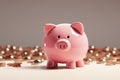 Playful 3D banner showcasing a small pink piggy bank design Royalty Free Stock Photo