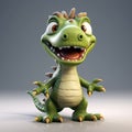 Playful 3d Cartoon Dino Boy With Open Mouth And Teeth