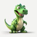 Playful 3d Cartoon Dinosaur - Gentle Green Iguanodon Royalty Free Stock Photo