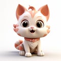 Playful 3d Cartoon Kitty With Collar - Cute Cat Clay Render