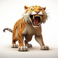 Playful 3d Cartoon Tiger With Open Mouth - Photobashing Style Royalty Free Stock Photo