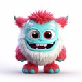 Playful 3d Creature Illustration In Light Azure And Crimson