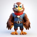 Playful 3d Eagle Character Portrait Super Hero Happy Eagle Cartoon Scout