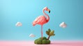 Playful 3d Flamingo Illustration With Nature-inspired Shapes