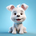 Playful 3d Illustration Of A White Dog In Disney Animation Style