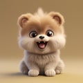 Playful 3d Model Of A Cute Pomeranian Puppy