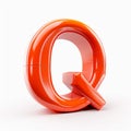 Playful 3d Orange Letter Q: Ceramic Precisionist Art