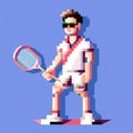 Playful 3d Pixel Art Illustration Of A Tennis Player With Racket