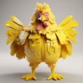 Playful 3d Render Of A Yellow Chicken In A Jacket