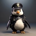 Playful 3d Rendered Penguin In Police Uniform By Dmitri Danish