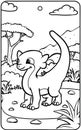 A Playful Dinosaur in Nature (Coloring Page)