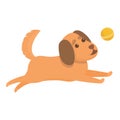 Playful dog play ball icon, cartoon style Royalty Free Stock Photo