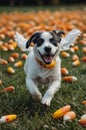 Happy Halloween Puppy Running Through Candy Corn Royalty Free Stock Photo