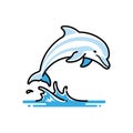 Playful Dolphin Leaping Out of Water Vector Illustration Royalty Free Stock Photo