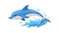 Playful Dolphin Surfing Through Waves Vector Illustration, vector design Generative AI Royalty Free Stock Photo