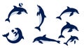 Playful Dolphin Vector Set in Various Poses Royalty Free Stock Photo