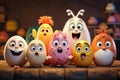 Playful Easter egg characters engaged in various Royalty Free Stock Photo