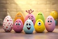 Playful Easter egg characters engaged in various Royalty Free Stock Photo