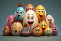 Playful Easter egg characters engaged in various Royalty Free Stock Photo
