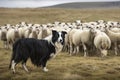 A playful and energetic Border Collie herding sheep - This Border Collie is herding sheep, showing off its playful and energetic Royalty Free Stock Photo