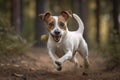 A playful and energetic Jack Russell Terrier chasing a ball, showing off its high energy and playful nature. Generative AI