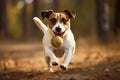 A playful and energetic Jack Russell Terrier chasing a ball, showing off its high energy and playful nature. Generative AI