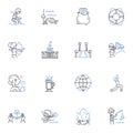 Playful engagements line icons collection. Joyful, Fun, Lively, Cheerful, Animated, Spirited, Amusing vector and linear