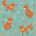 Playful Fall Foxes Vector Pattern Royalty Free Stock Photo