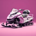 Playful Femininity: Pink Snowmobile In 3d Render On Fuchsia Background