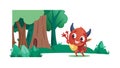 Playful Forest Imp Peeking from Woods, vector design Generative AI Royalty Free Stock Photo