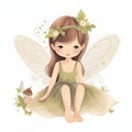 Playful garden whispers, colorful illustration of cute fairies with playful wings and whispering garden flowers