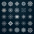 Playful Geometric Snowflake Vector Icon Set On Dark Background Royalty Free Stock Photo