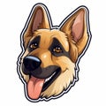 Playful German Shepherd Stickers: Detailed Caricature Faces In Vector