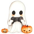Playful Ghost Trying to Play Video Games is Holding a Controller