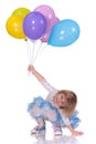 Playful girl with baloons