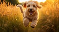 playful golden doodle dogs