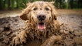 playful golden retriever face