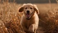 Playful golden retriever puppy running in the autumn sunlight, cheerful obedience generated by AI Royalty Free Stock Photo