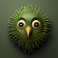 Playful Green Bird Head In 3d With Minimal Retouching