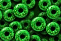 Playful Green donut pattern. Generate Ai