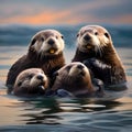 A playful group of sea otters exchanging clams as they count down to midnight on the shore2