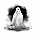 Playful Halloween Ghost Hand-Drawn Charm